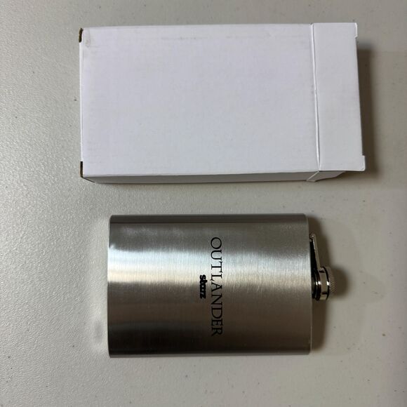 Outlander STARZ Show Promotional Flask Silver Stainless Steel Heughan Sassenach - Picture 2 of 6